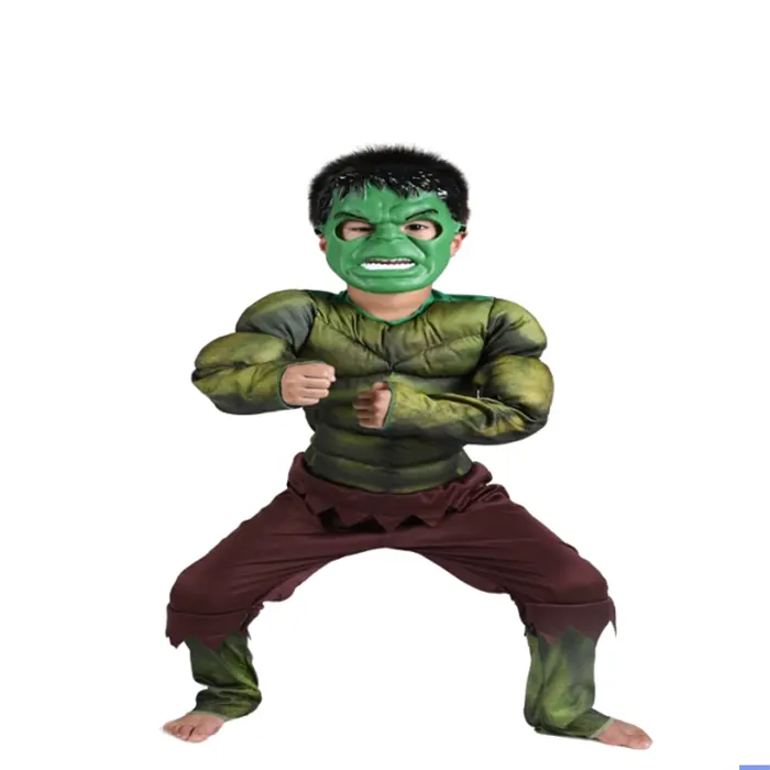 Cadılar bayramı süper kahraman Hulk çocuk Cosplay kostüm parti kas tulum çocuk günü hediye