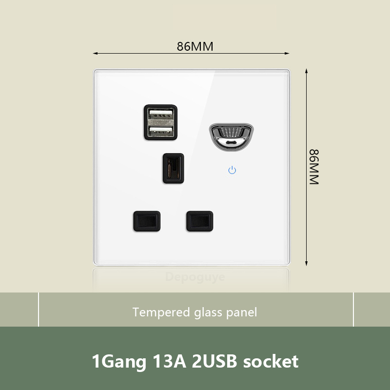 1Gang 13A 2USB