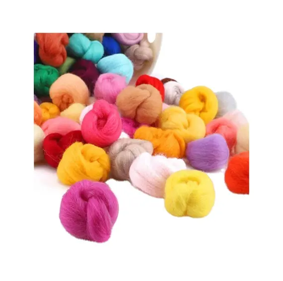 Aguja de fieltro de lana de fibra para manualidades DIY, kits de fieltro de aguja de colores