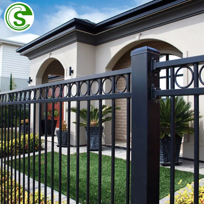 Высокое качество с порошковым покрытием дом стальной гарнизон ограждения металлический забор
