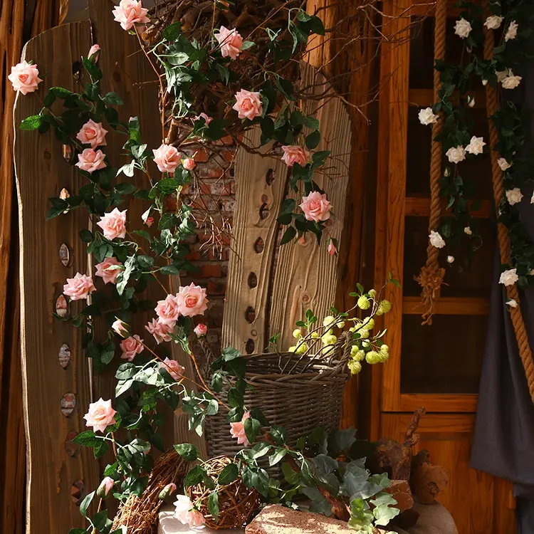 L1942023ホットセールカラフルなロングサイズの花のつるガーランド造花つるホームホテルの結婚式の装飾