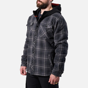 Bán Buôn Mới Nhất Thiết Kế Bông Đầy Đủ Sọc Nặng Flannel Áo Khoác Với Áo Mens - Product Image 2