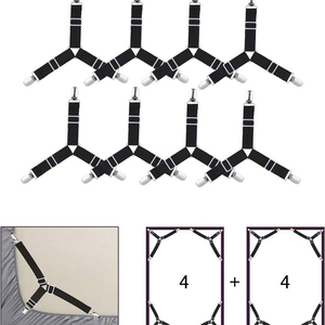 4 Pcs Triangle Sheet Fasteners Fitted Sheet Corner Holder <strong>Elastic</strong> Adjustable Bed Sheet Holders Straps <strong>HOOK</strong> <strong>LOOP</strong> Band - Product Image 3