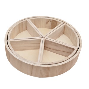 Unisex 30cm Wooden Sensory Bin Round Sorting Tinker Tray with 5 Removable <strong>Triangular</strong> Trays for Small Parts Storage