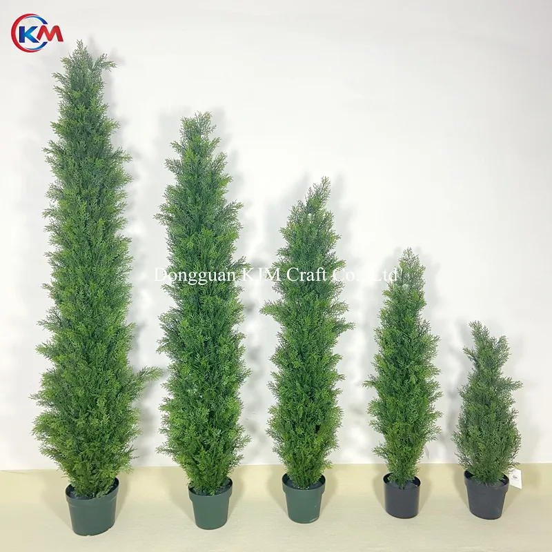 Topiária artificial anti-UV para plantas, árvore de cipreste de cedro, bonsai artificial ao ar livre, vaso de plantas com design exclusivo
