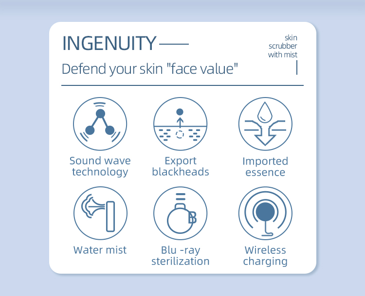 New Version 2021 Spray Wireless Charging Waterproof Ultrasonic Skin Scrubber