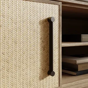 TV Unit for TVs up to 50&quot; TV Table with Rattan Front Door Design and a <strong>Cable</strong> <strong>Tidy</strong> at Back ModernTV Unit for Small Room - Product Image 4