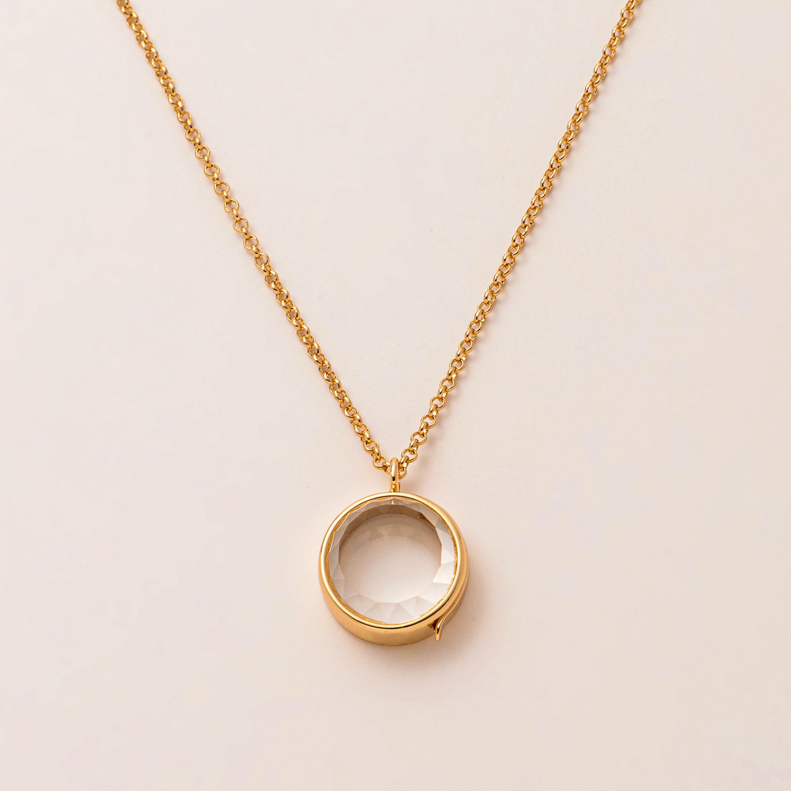 Collier à bascule en verre rond doré