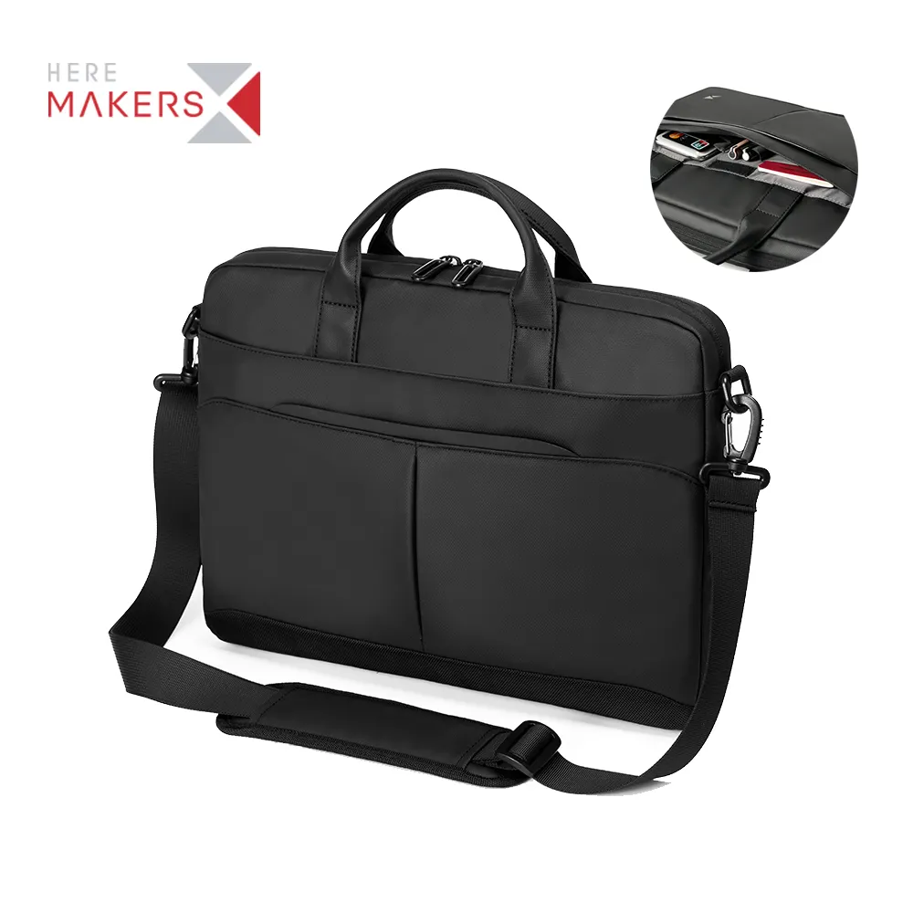 Borsa portadocumenti per Laptop da lavoro classica con Logo stampato personalizzato OEM RPET borsa per Laptop a tracolla di qualità da uomo