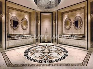 Centurymosaic bán buôn Vòng tròn vuông đá cẩm thạch huy chương bằng tia nước Gạch Mosaic mẫu thiết kế cho tầng Thái Lan nhà máy - Product Image 6