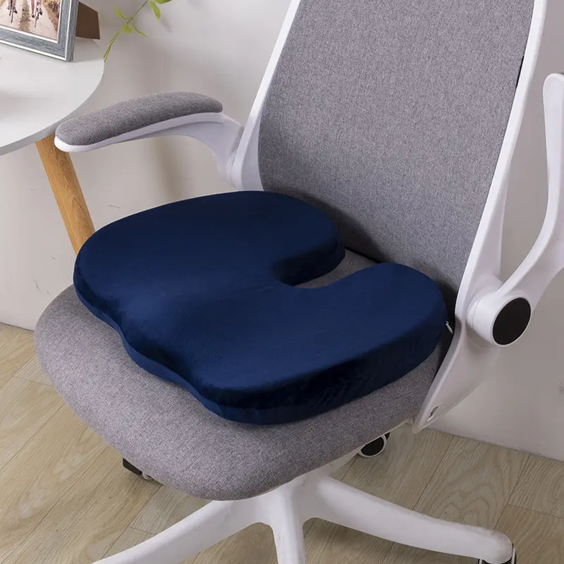 Coxim de espuma de veludo para cadeira de escritório, almofada ortopédica ergonômica para assento de carro, em forma de U, com memória, confortável