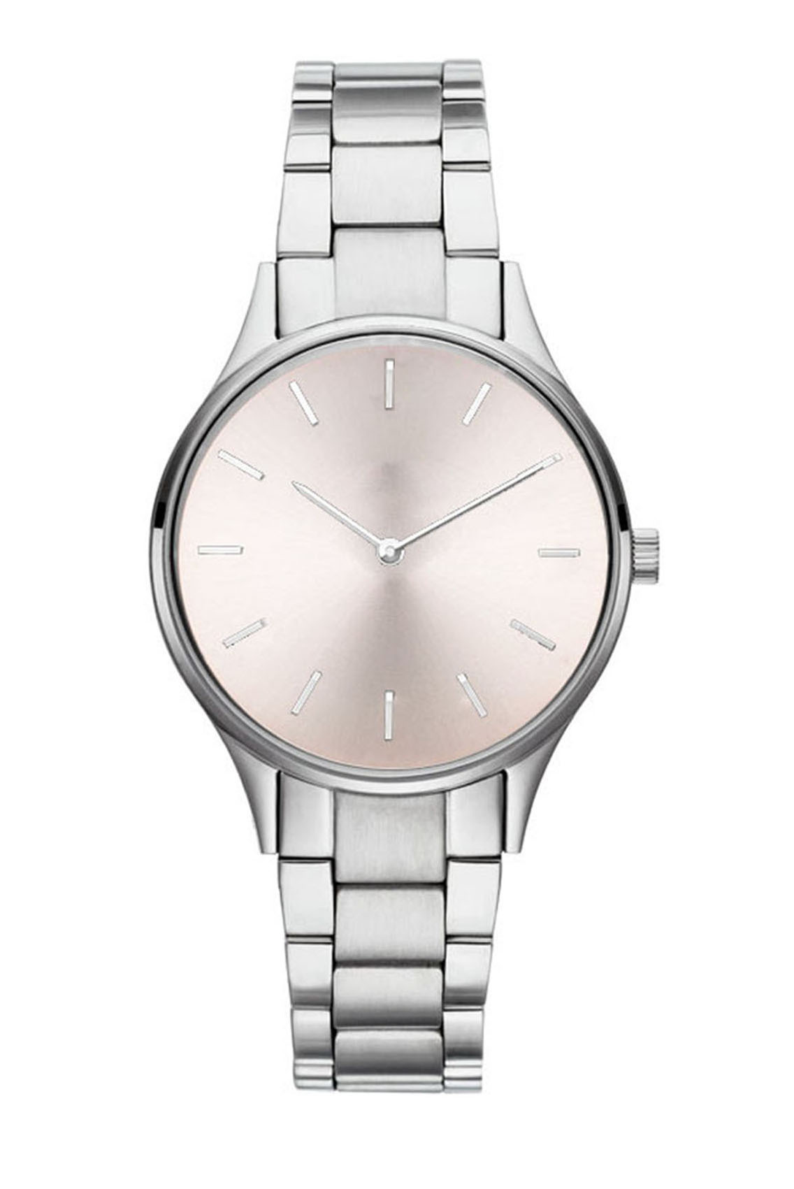 Silver case-silver sun motif-silver steel bracelet