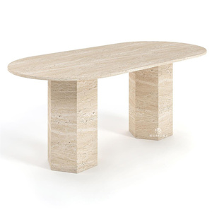 六角形双腿餐桌大理石独行桌 - Product Image 1