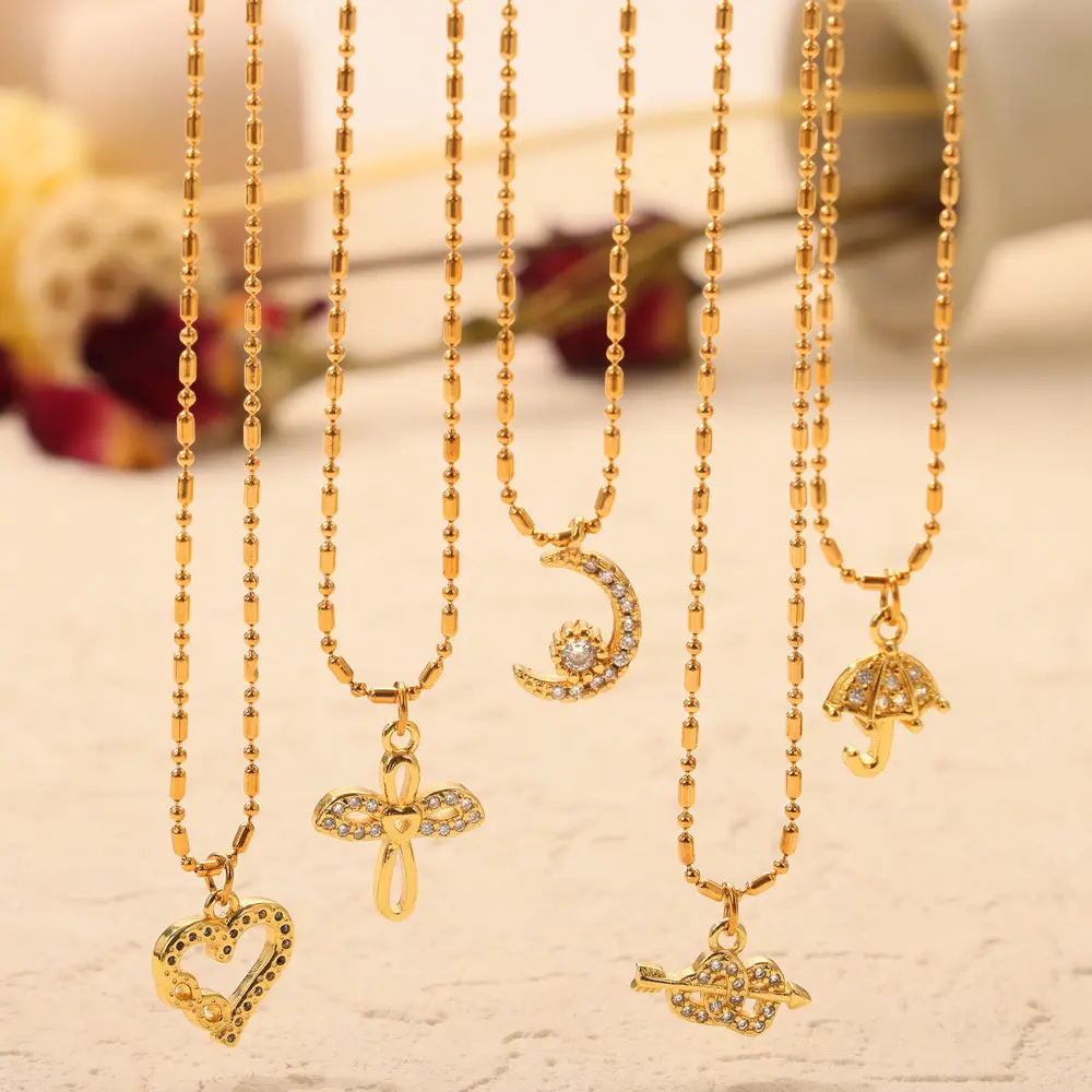 Light Luxury Stainless Steel Full Diamond Heart Shape Zircon Pendant Choker Necklace For Women Gold Plated Jewelry