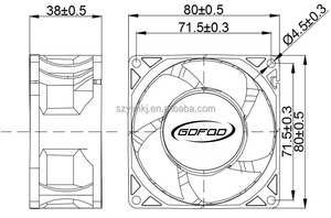 8038C 80mm 80x80x38 8038 12v 24v Small Dc Brushless Ventilation Cooling Axial Flow Fan - Product Image 5