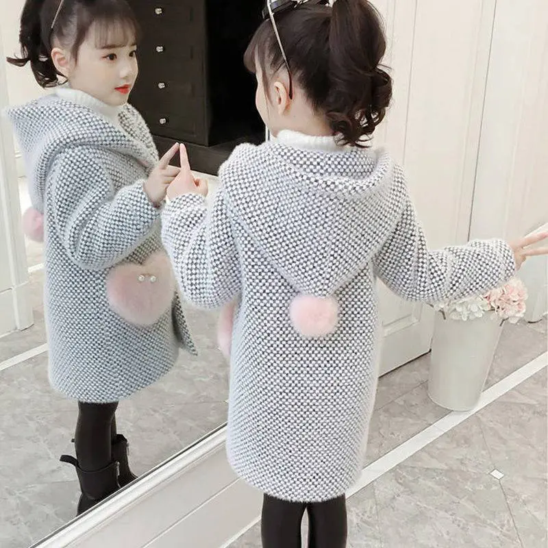 Nuovo maglione invernale cotone capispalla per bambini vestiti bambino bambini Casual colletto rovesciato cappotto di lana scozzese per abbigliamento per ragazze