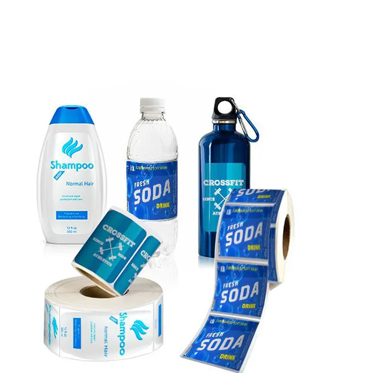 Adesivi per bottiglie d'acqua con etichetta termoretraibile per bevande gassate impermeabili in PVC personalizzati