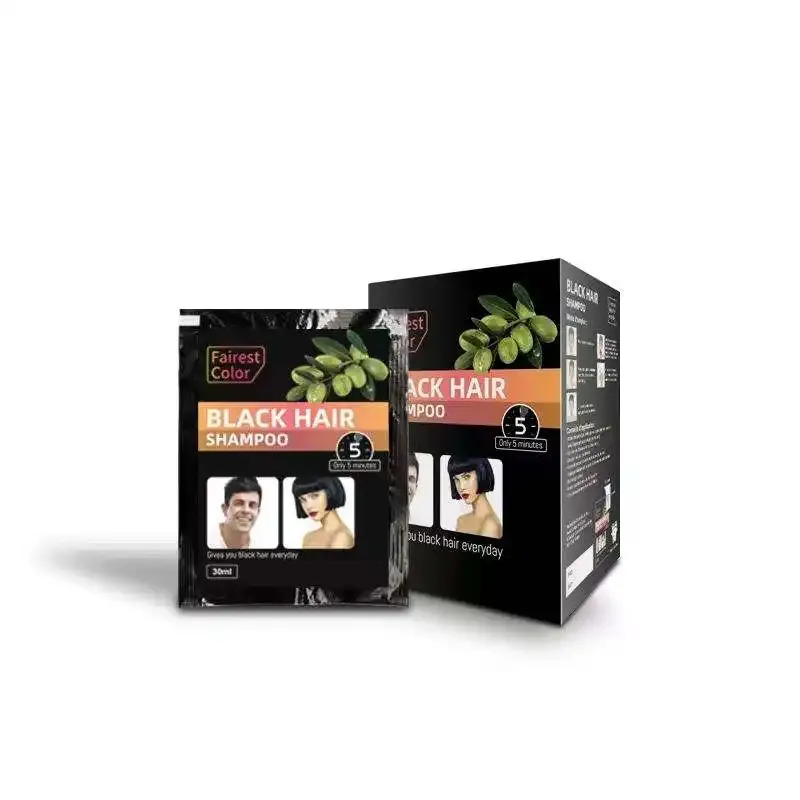 Venta caliente Fácil Color de cabello de larga duración Tinte de cabello natural color marrón champú negro Cobertura gris a base de hierbas Semipermanente