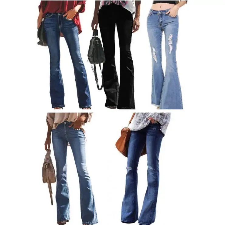 Vintage Type New Stylish Modern Women Wide Leg Ladies Jeans