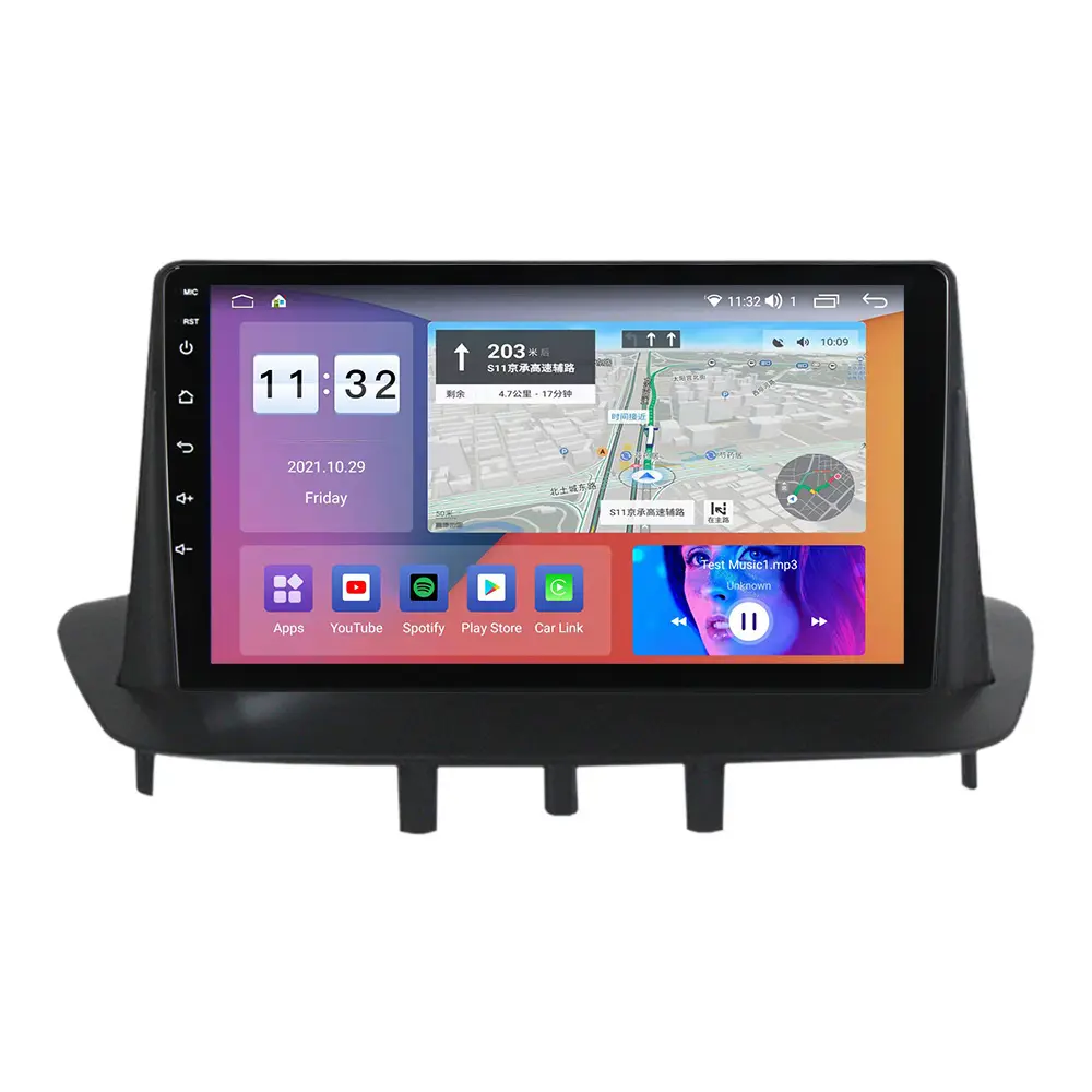 Mekede soğutma fanı Android 11 araba GPS navigasyon için Renault Megane 3 Fluence 2008-2014 otomobil radyosu araba Video ses kontrol