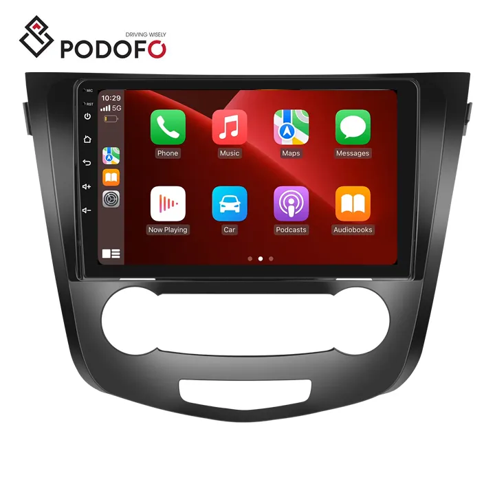 Podofo 10.1 pouces Double Din Android autoradio Carplay Android Auto GPS RDS HIFI prise en charge caméra AHD pour Nissan Qashqai 2016