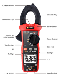 XEAST XE-2610C True RMS цифровой зажимной измеритель переменного/постоянного тока Inrush NCV температурная Емкость OEM настраиваемая поддержка непрерывности - Product Image 4