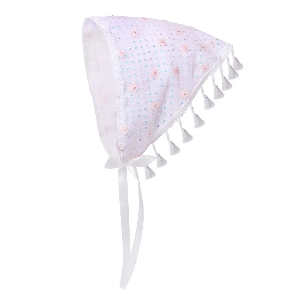 Fabricantes directos al por mayor accesorios para el cabello estilo pastoral pequeño triángulo fresco pañuelo malla bandada para niñas