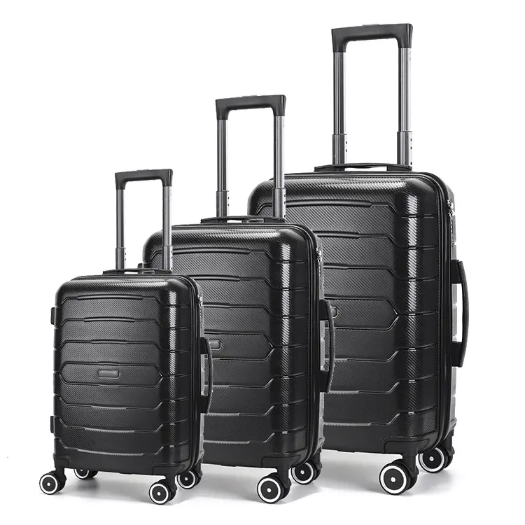 Bolsa de PP para maletas, ruedas de equipaje, 3 piezas, precio barato, con 4 ruedas giratorias de 360 grados