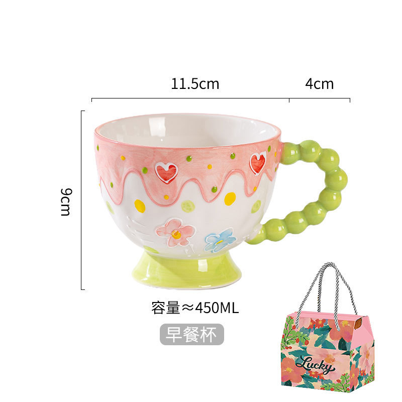 Coffret cadeau fleur coeur vert-poignée zhuzhu
