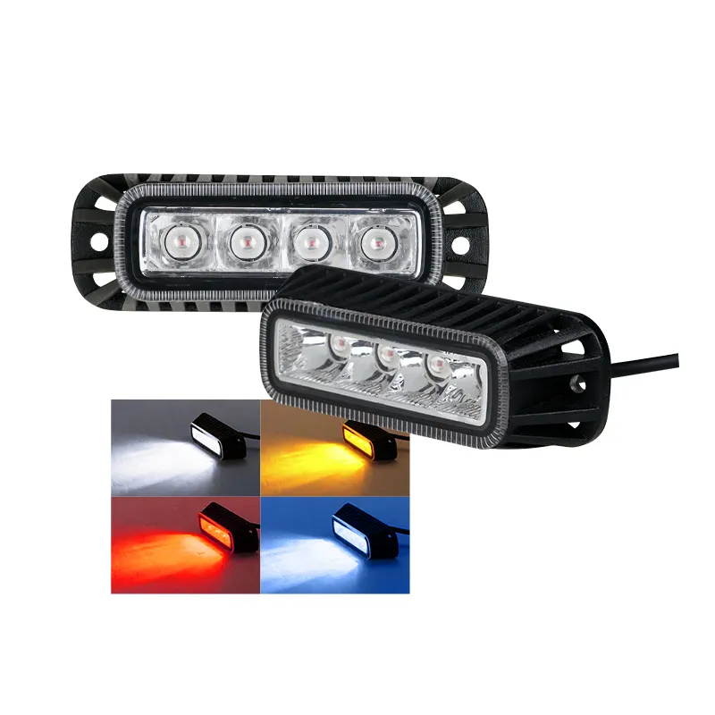 12V 24V 4 Led stroboscope voyant d'avertissement Grille clignotant barre lumineuse camion voiture balise lampe ambre rouge bleu blanc feu de circulation