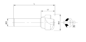 Mô-đun phay cơ quan với thay đổi chèn PCD hình cắt chèn đường kính 12.00mm chiều dài sử dụng 20 mm Tổng chiều dài 65 mm - Product Image 5