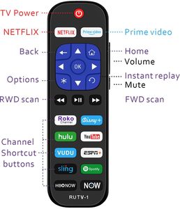 Tüm Roku TV markaları için yedek uzaktan kumanda [Hisense/TCL/Sharp/Insignia/ONN/Sanyo/LG/Hitachi/Element] 12 kısayol tuşu ile - Product Image 2