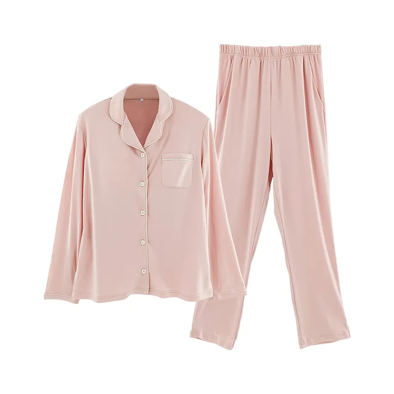 Pijama de poliéster personalizado de gran oferta para mujer, Conjunto de pijama de diseñador modesto elástico suave y cómodo