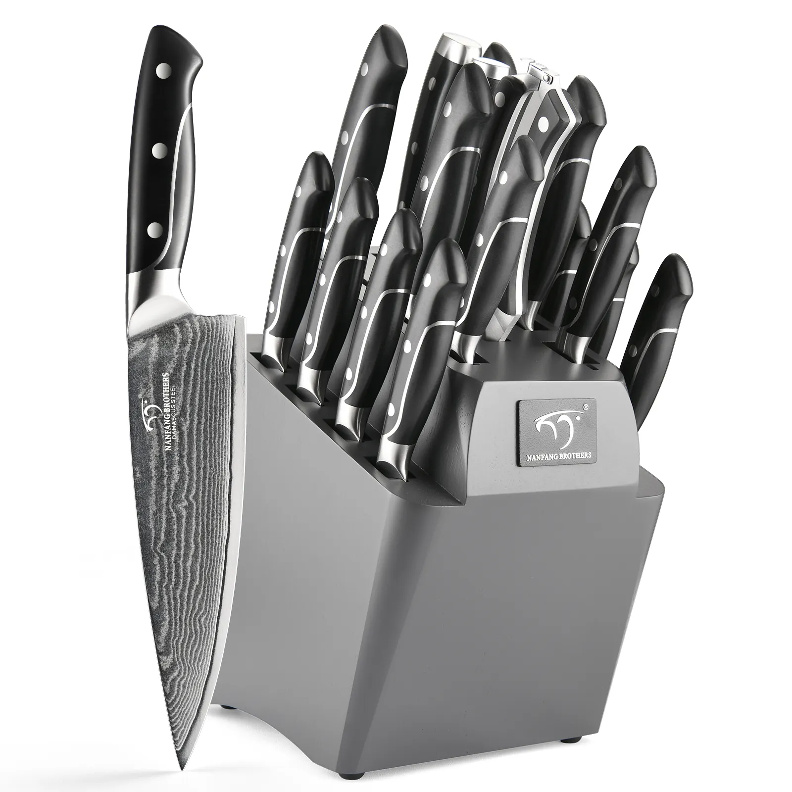 Juego de cuchillos de cocina de acero damasco, Santoku Premium, con mango de ABS, 18 piezas, gran oferta