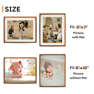 2枚セット環境にやさしい8x10ナチュラルウッド写真フレーム5x7ディスプレイとマットマルチ写真壁卓上装飾 - Product Image 6