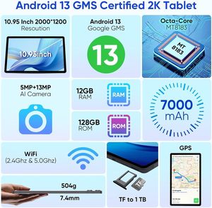 11นิ้ว Full HD 1200P 8GB แรมแท็บเล็ตพีซี4G LTE WiFi 6 Android 13แท็บเล็ต32MP กล้องสูง10.95นิ้วแท็บเล็ตพีซี - Product Image 4