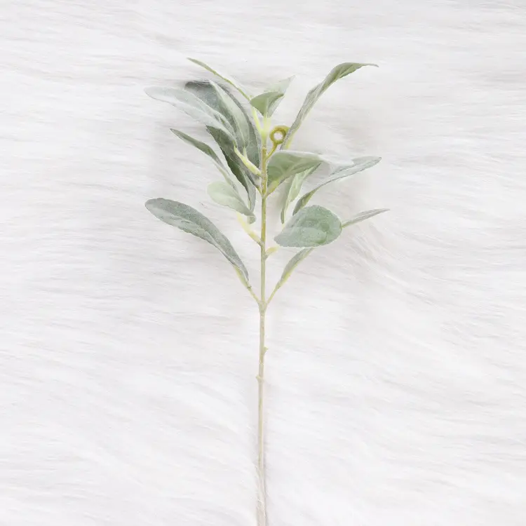 Cheap Wholesale Flocking artificial leaves for decoration 2 fork sheep ear for table decorations