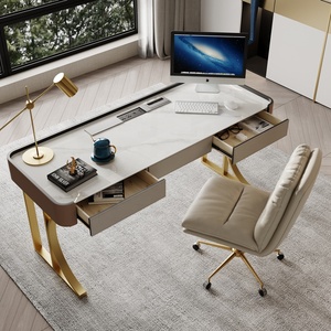 Italian Light Luxury Executive Classic Table Modern Minimalist Office <strong>Computer</strong> <strong>Desk</strong> with Drawers - Product Image 1