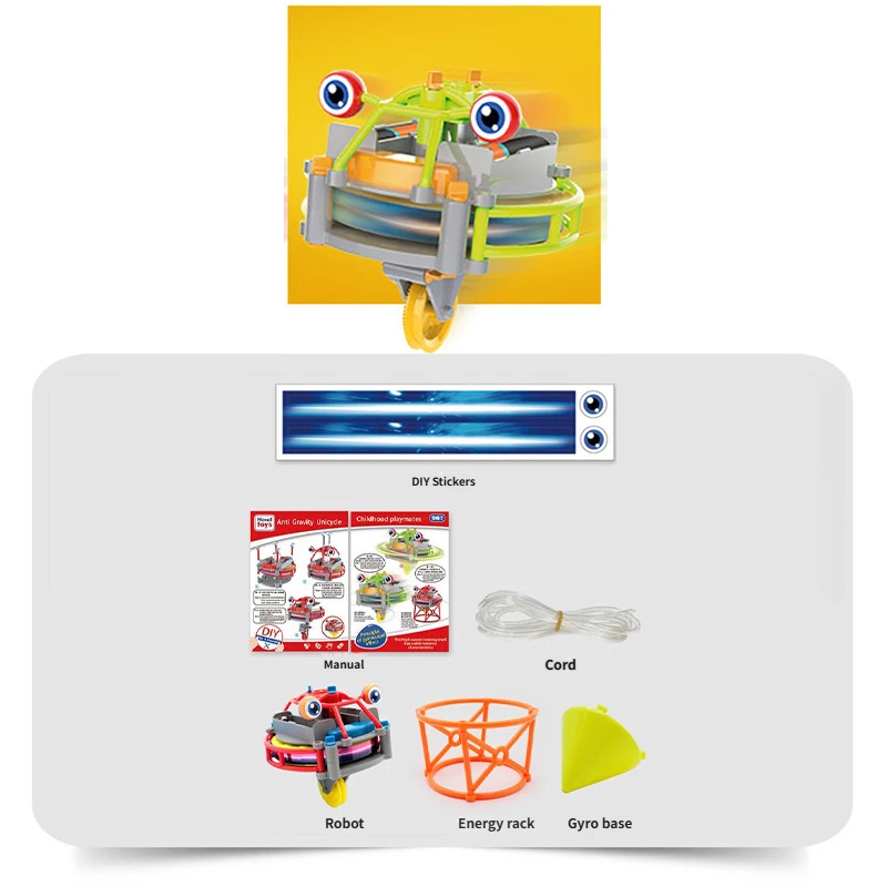 Monocycle jaune auto-équilibré - Gyroscope variable - Sans batterie
