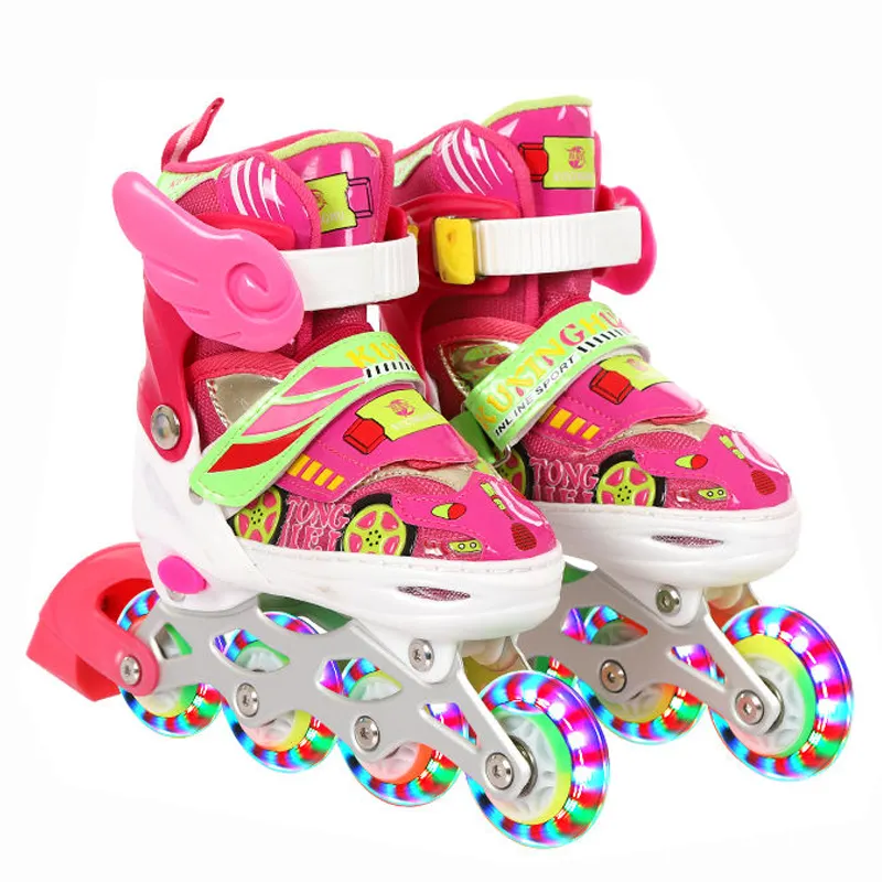 Patines de velocidad en línea con ruedas y luces, patinador personalizado a granel, 4 ruedas, precio barato