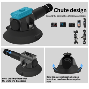 Nhôm 3 "cốc hút Máy ảnh núi arri phong cách 1/4" 3/8 "chủ đề, với <span class=keywords><strong>GoPro</strong></span> DJI insta360 cho DSLR Camera hành động Điện thoại video - Product Image 6