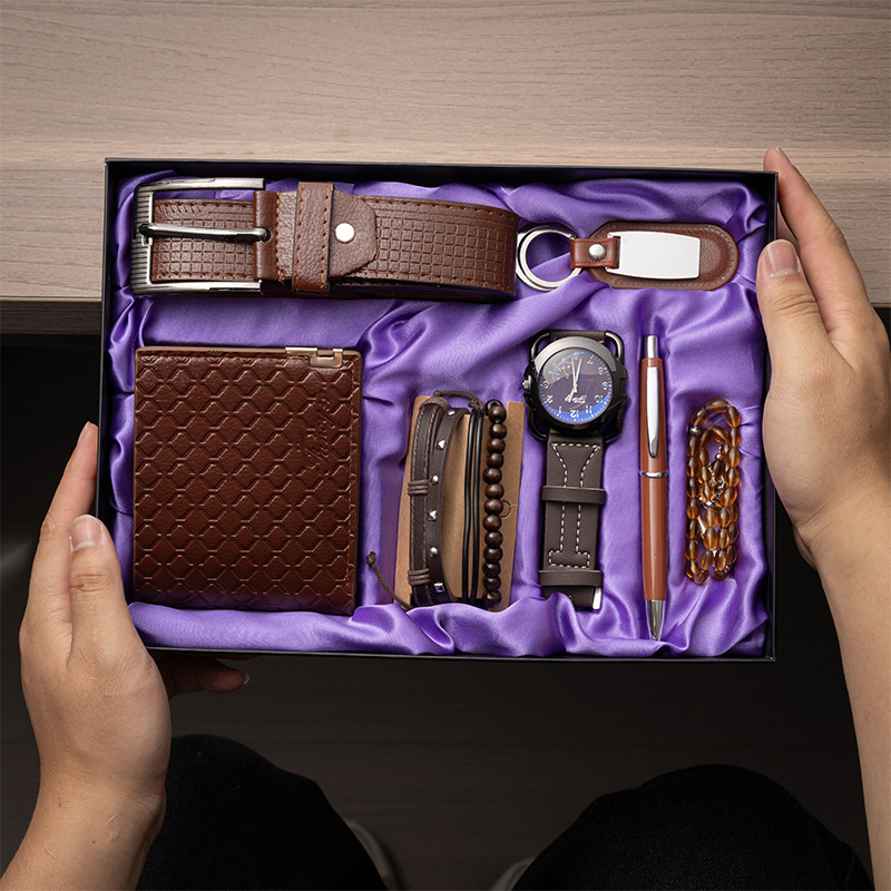 coffee set belt wallet watch bracelet 3 keychains pen prayer bea