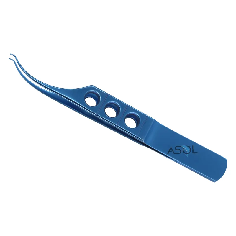Blauwe Titanium Colibri Cornea Pincet Met Bindplatform 0.12Mm Oogchirurgische Instrumenten