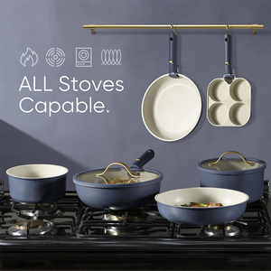 19pcs nhôm không dính <span class=keywords><strong>Cookware</strong></span> Set có thể tháo rời xử lý màu xanh đá cẩm thạch lớp phủ cảm ứng thân thiện với môi cổ điển nhà bếp <span class=keywords><strong>Cookware</strong></span> Set - Product Image 3