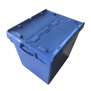 Contenedor de distribución de gran tamaño con tapa con bisagras Contenedores de almacenamiento Contenedor de plástico apilable con tapa adjunta de plástico grande - Product Image 6