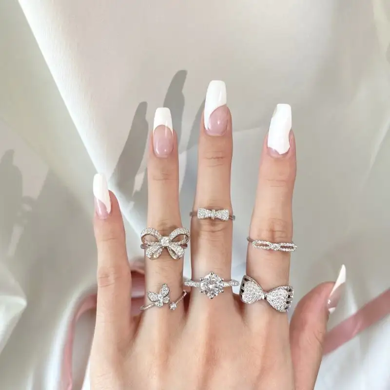 Dylam Cincin Cluster Berlian Wanita, Pertunangan Beli Perhiasan Cincin Online untuk Gaya Perempuan Kecil Cincin Ulang Tahun