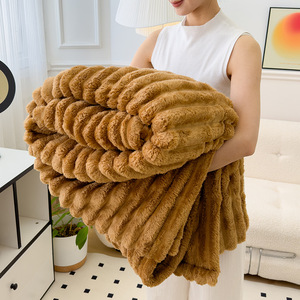 STARZ HOME Custom <strong>4cm</strong> Drawstring Rabbit <strong>Plush</strong> Blanket Office Cover Blanket air Conditioning Sofa Blanket - Product Image 1