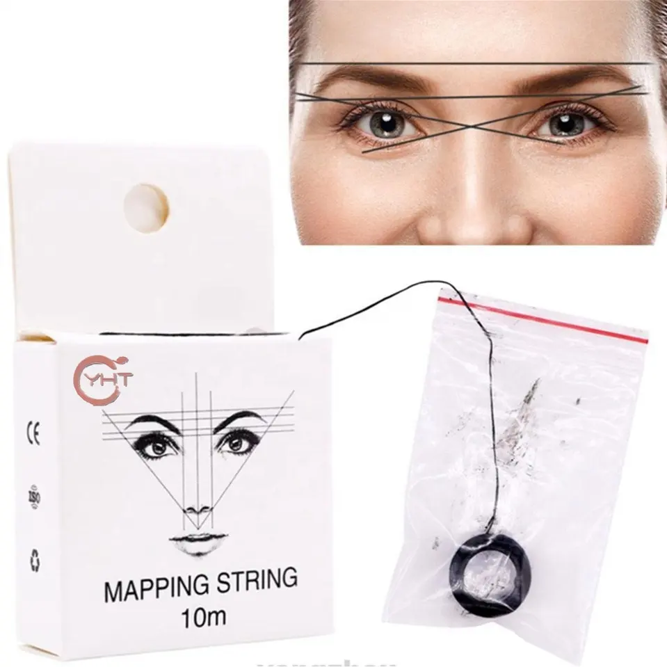 Private Label Schwarz-Weiß-Farbe Microb lading Permanent Makeup 20m vor gefärbte Augenbrauen faden Brow Mapping String für die Akademie