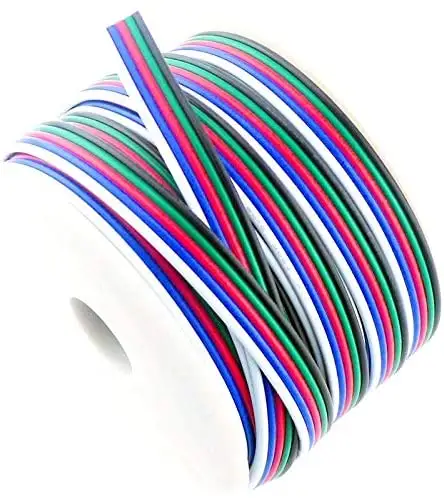 RGBW UL1007 20AWG kabel elektronik, kawat listrik PVC kabel datar merah/biru/hitam/kuning/pink/putih/coklat