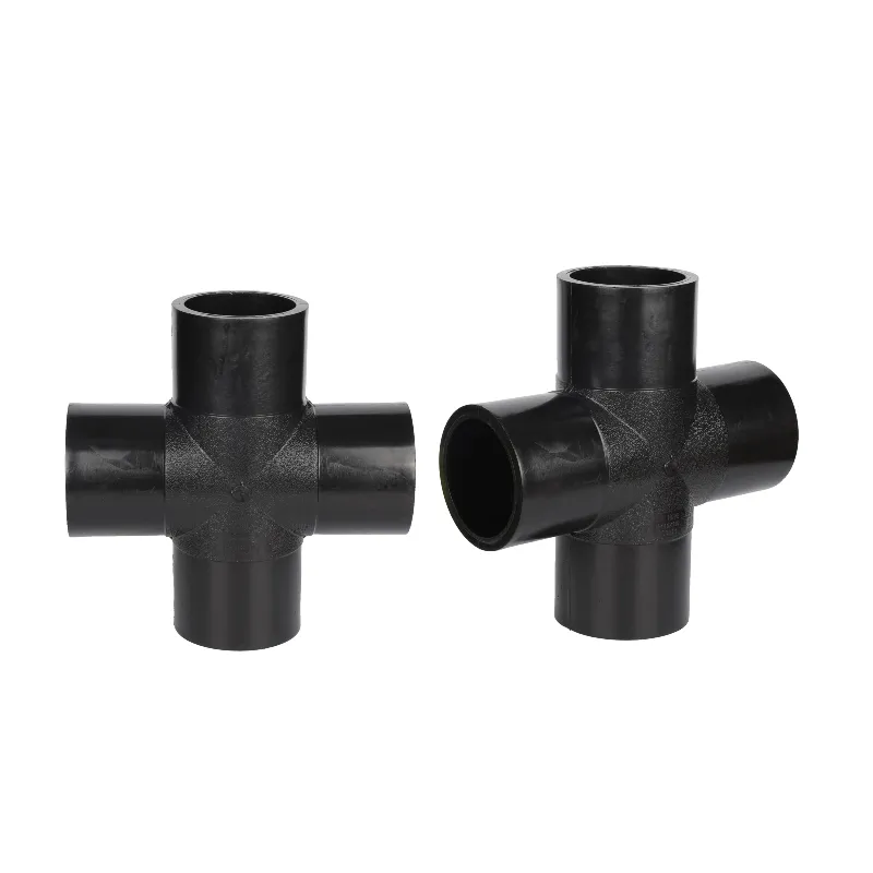 Penjualan pabrik ISO 4427 HDPE Cross Tee pipa fitting PE100 bahan las injeksi OEM disesuaikan Waterr